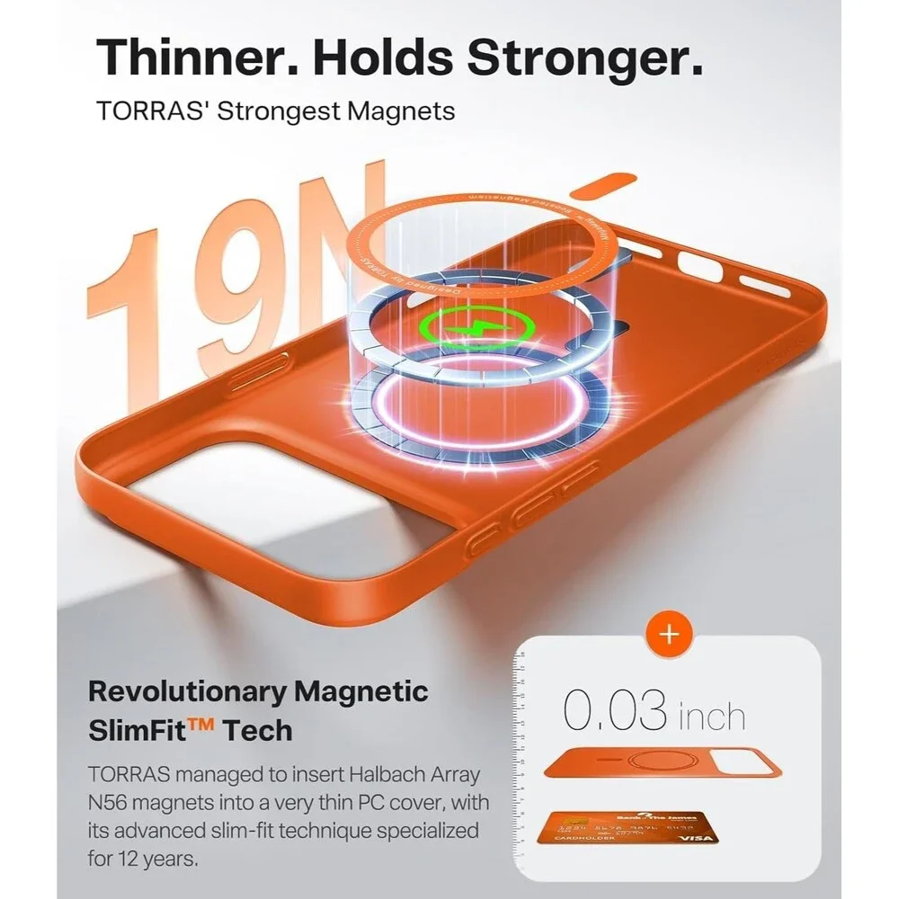 TORRAS Magnetic Slim Fit for iPhone 17 Pro Case 6.3 inch, Ultra-Thin